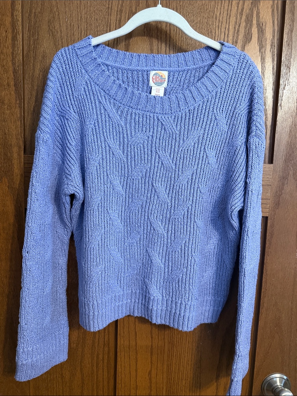 C&C California Lavender Crewneck Cable Knit Sweater
